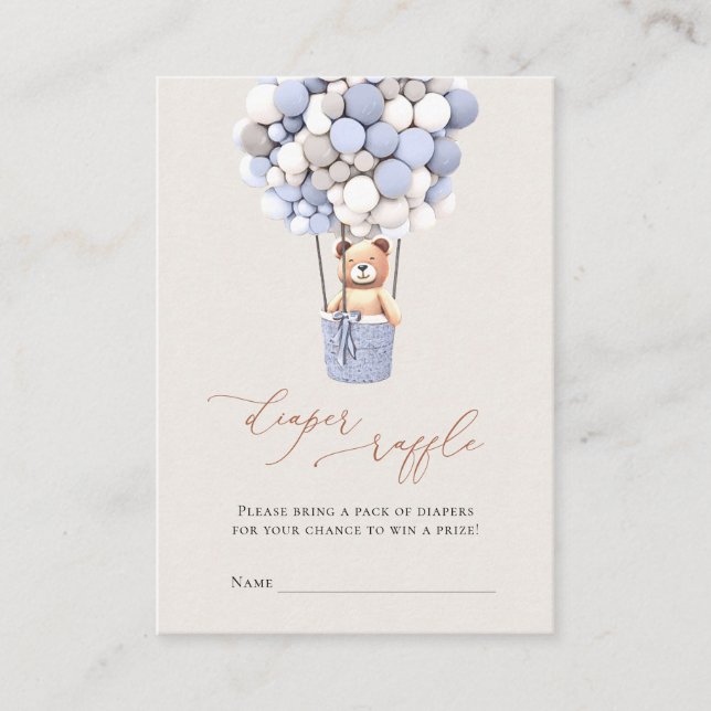 Cartão De Informações Balões de Urso Castanho Fralda Bilhetes de Rafael  (Frente)