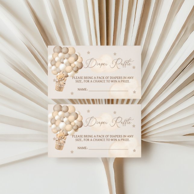 Cartão De Informações Balões de Urso Castanho Fralda Chá de fraldas Raff (Criador carregado)