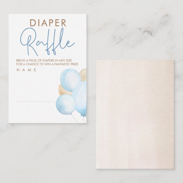Cartão De Informações Balões Fralda Chá de fraldas Raffle Enclosure (Frente/Verso)