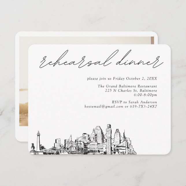 Cartão De Informações Baltimore Wedding Elegant Enclosure Card (Frente/Verso)