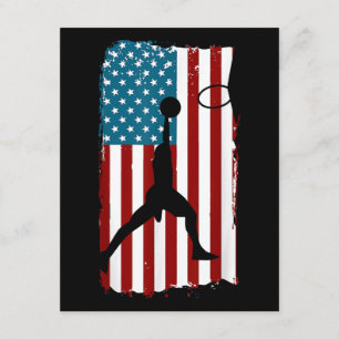 Cartão De Informações Bandeira Americana dos EUA Basquete Atleta Patriót