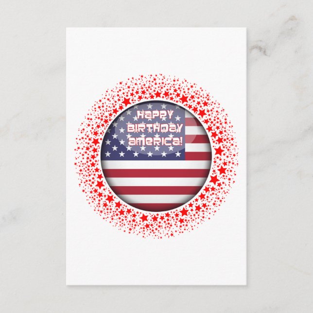 Cartão De Informações Bandeira circular cercada por estrelas vermelhas. (Frente)