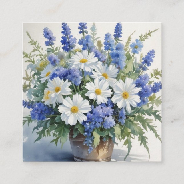 Cartão De Informações Bando de Flores de Aquarela Elegante (Frente)