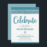 Cartão De Informações Bar Mitzvah Simple Modern Bold Teal Silver Tallit<br><div class="desc">Tenha orgulho, alegria e mostre este marco do seu Bar favorito Mitzvah! Inclua esta inserção legal, exclusiva, moderna e personalizada para obter informações adicionais sobre seu evento. A tipografia empoeirada do roteiro azul-lacre, Estrela de David e um azul-lacre empoeirado e talude-relha prateada inspiraram uma camada gráfica simples e branca. Personalize...</div>