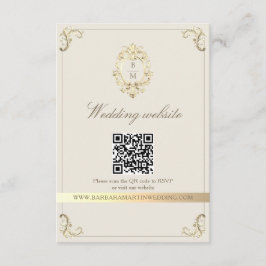 Cartão De Informações Baroque Gold QR Code Wedding