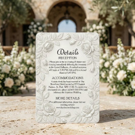 Cartão De Informações Barroco Clássico Trabalho de Rolo Ornado Marfim