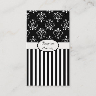 Cartão De Informações Barroco listrado preto & branco