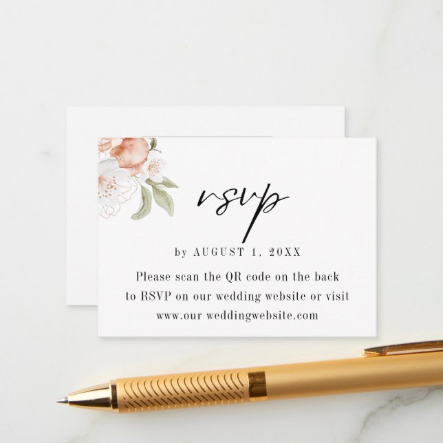 Cartão De Informações Basta Chic Budget Wedding QR Code Enclosure Card (Frente/Verso In Situ)