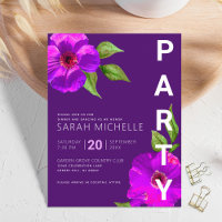 Bat Mitzvah Floral Aquarela Roxo Moderno Ousado