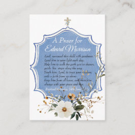 Cartão De Informações Batismo Azul-Derramante Floral Elegante