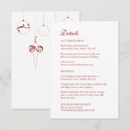 Cartão De Informações Bauble Ornaments Winter Red