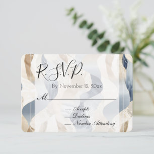 Cartão De Informações Beach Blue Cream Sand Ivory Abstrato Casamento RSV