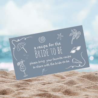 Cartão De Informações Beach Doodle Share a Recipe Bridal Shower 