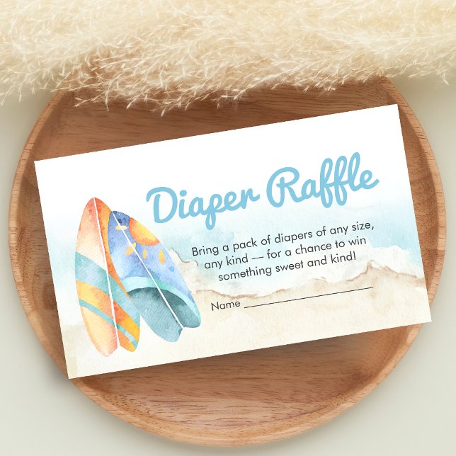 Cartão De Informações Beach Surf Baby on Board Baby Shower Diaper Raffle (Baby on Board Baby Shower Diaper Raffle)