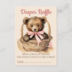 Cartão De Informações Bear Bear Cub Rapariga Fralda Raffle