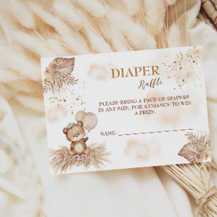 Cartão De Informações Bearly Wait Boho Urso balões Rifas de Fraldas