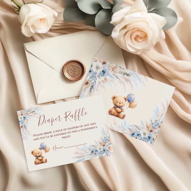 Cartão De Informações Bearly Wait Teddy Bear Baby Shower Diaper Raffle (Criador carregado)