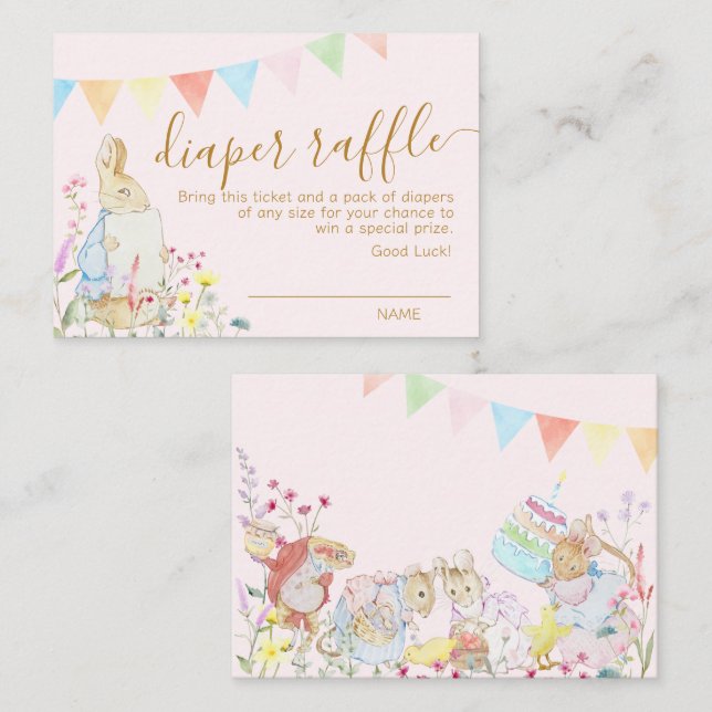 Cartão De Informações Beatrix Peter o Chá de fraldas do Coelho Woodland (Frente/Verso)