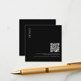 Cartão De Informações Beautiful Black Details with QR Code Wedding