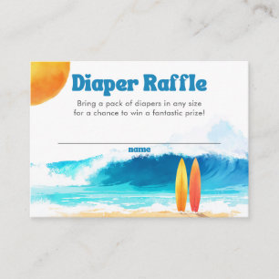 Cartão De Informações Bebê a Bordo Surf Festa de Bebê Rifas de Fraldas