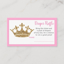 Cartão De Informações Bebê bilhete rifa fralda coroa dourada princesa