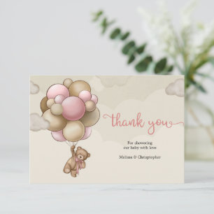 Cartão De Informações Bebê bonito balões roxos beige rosa obrigado voc
