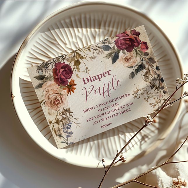 Cartão De Informações Bebê Caprichoso em Flor Diapper Rifa de Flores Sil (Criador carregado)