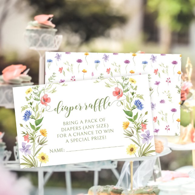 Cartão De Informações Bebê de flor silvestre rifa de fralda chá (Criador carregado)