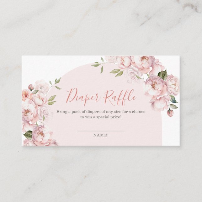 Cartão De Informações Bebê de Flores Rosa em Fralda de Sangue Raffle (Frente)
