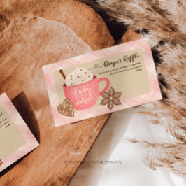 Cartão De Informações Bebê de inverno com chocolate quente Raffle Fralda