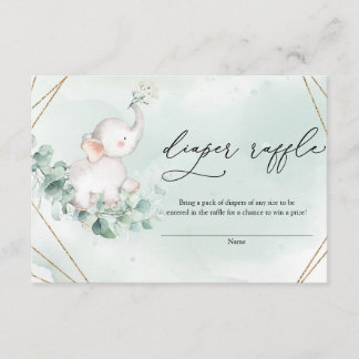 Cartão De Informações Bebê Elefante Verde Eucalyptus Dourado Dipfle Raff