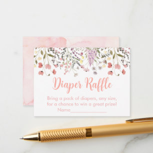 Cartão De Informações Bebê Em Blogue Boho Flor Selvagem Fralda Raffle