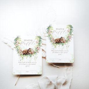 Cartão De Informações Bebê em Bloom Woodland Chá de fraldas Floral Frald