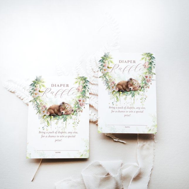 Cartão De Informações Bebê em Bloom Woodland Chá de fraldas Floral Frald (Criador carregado)