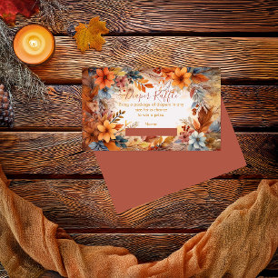 Cartão De Informações Bebê em Bloqueio Chá Floral Fralda Raffle