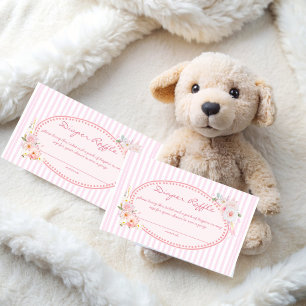 Cartão De Informações Bebê em flor preppy baby shower rifa de fraldas