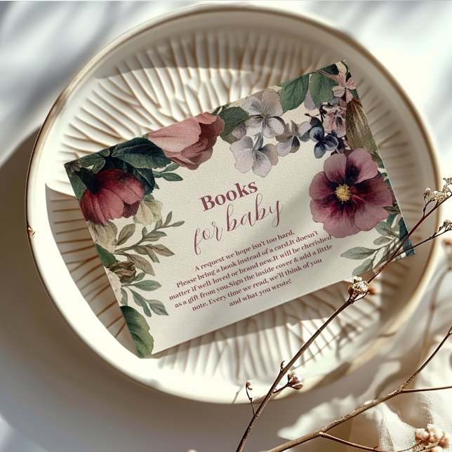 Cartão De Informações Bebê em Livros de Flor Selvagem de Primavera Bloqu (Criador carregado)