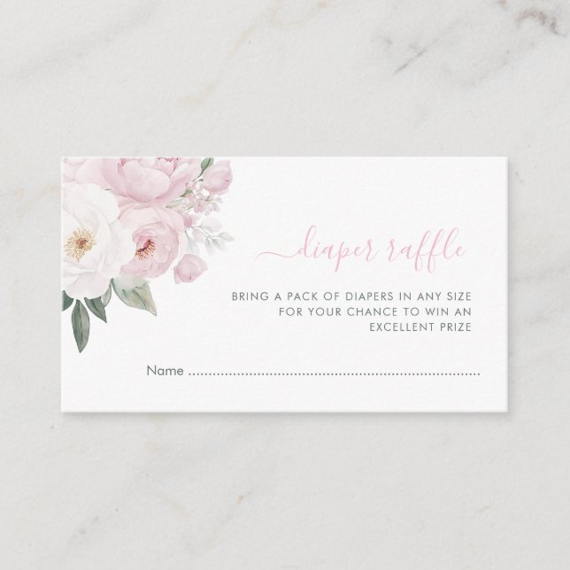 Cartão De Informações bebê em rifa de fralda florida (Frente)