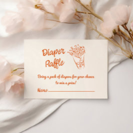 Cartão De Informações Bebê Em Sangue Fralda Floral Laranja Raffle
