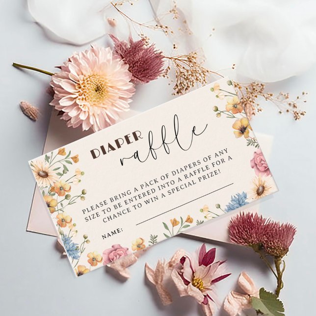 Cartão De Informações Bebê em Sangue Fralda Floral Raffle (Criador carregado)