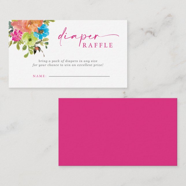 Cartão De Informações Bebê em Sangue, Fralda Rosa Raffle (Frente/Verso)