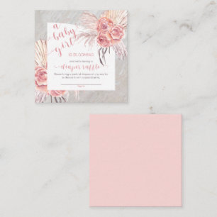 Cartão De Informações Bebê em Sangue Pampas Fralda rosa rosa Raffle