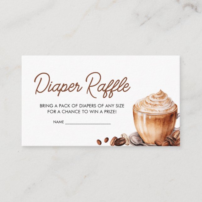 Cartão De Informações Bebê está criando Fralda de café Raffle (Frente)