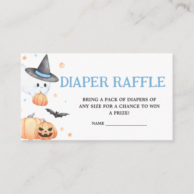 Cartão De Informações Bebê está criando Fralda de Halloween Azul Raffle (Frente)