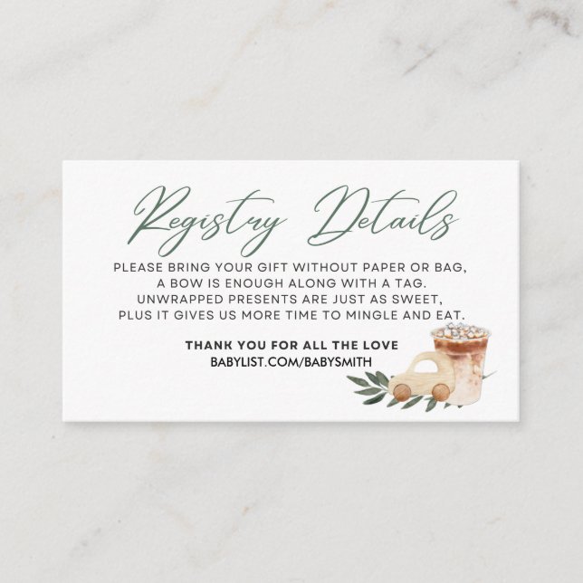 Cartão De Informações Bebê está se preparando - DETALHES DO REGISTRO - V (Frente)