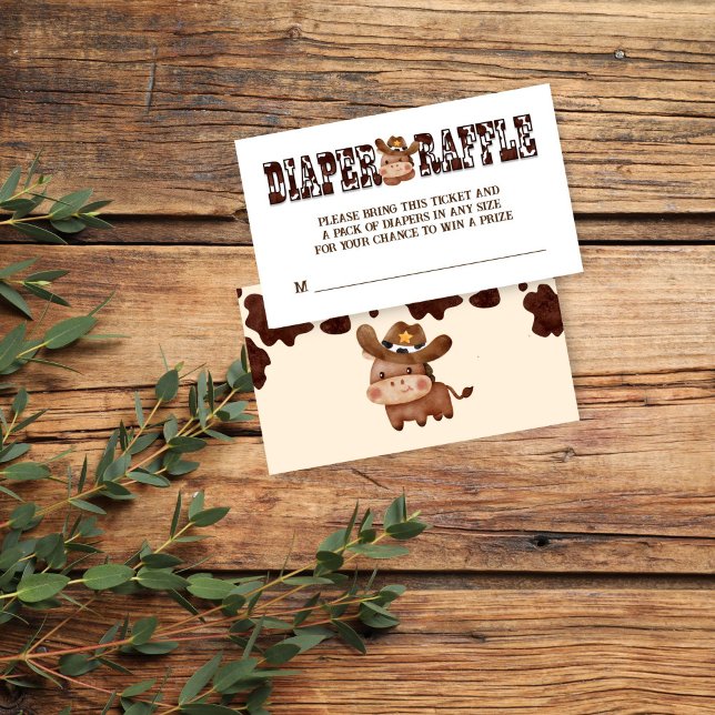 Cartão De Informações Bebê fofo do Cowboy rifle fralda ocidental (Cowboy cute baby horse western horses ranch baby shower diaper raffle enclosure card raffle tickets)