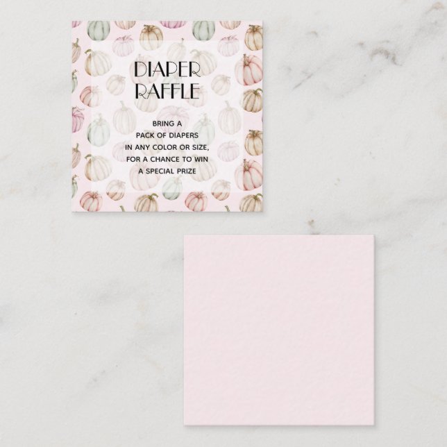 Cartão De Informações Bebê-Fralda-Bebê-Abóboras Rosa Raffle (Frente/Verso)