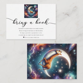 Cartão De Informações Bebê Girafa Celestial Traga um Livro Baby Shower