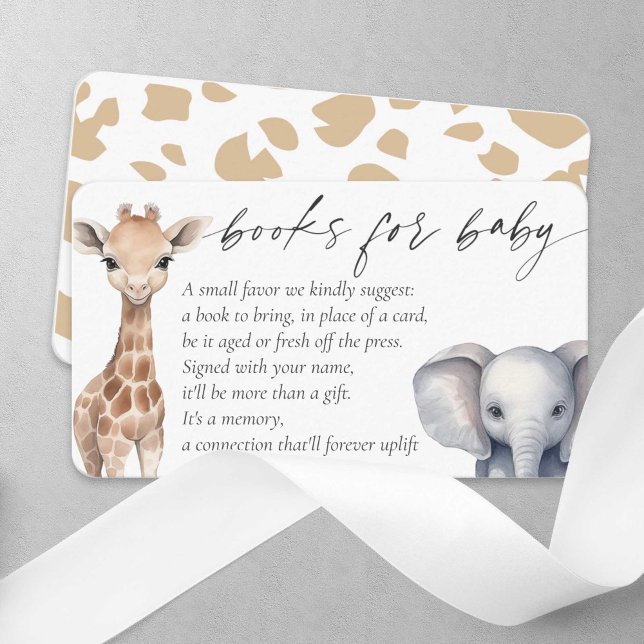 Cartão De Informações Bebê Menino Selvagem Um Safari Livros para Bebê (Little Wild One, Baby Boy Shower, Safari Themed Books for baby enclosure card.)