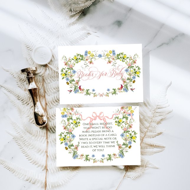 Cartão De Informações Bebê no Bloom Arco Rosa Chá de fraldas (Criador carregado)